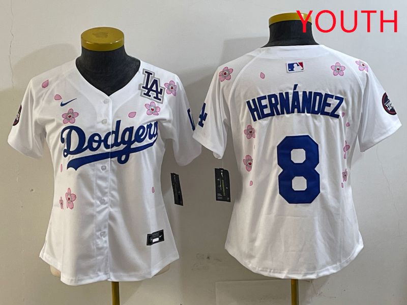 Youth Los Angeles Dodgers #8 Hernandez Sakura Edition 2025 Nike MLB Jersey style 7->women mlb jersey->Women Jersey